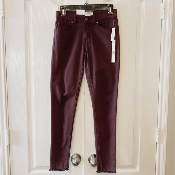 Caslon Woman’s Skinny Burgundy Raw Hem Size 24 - Picture 2 of 12